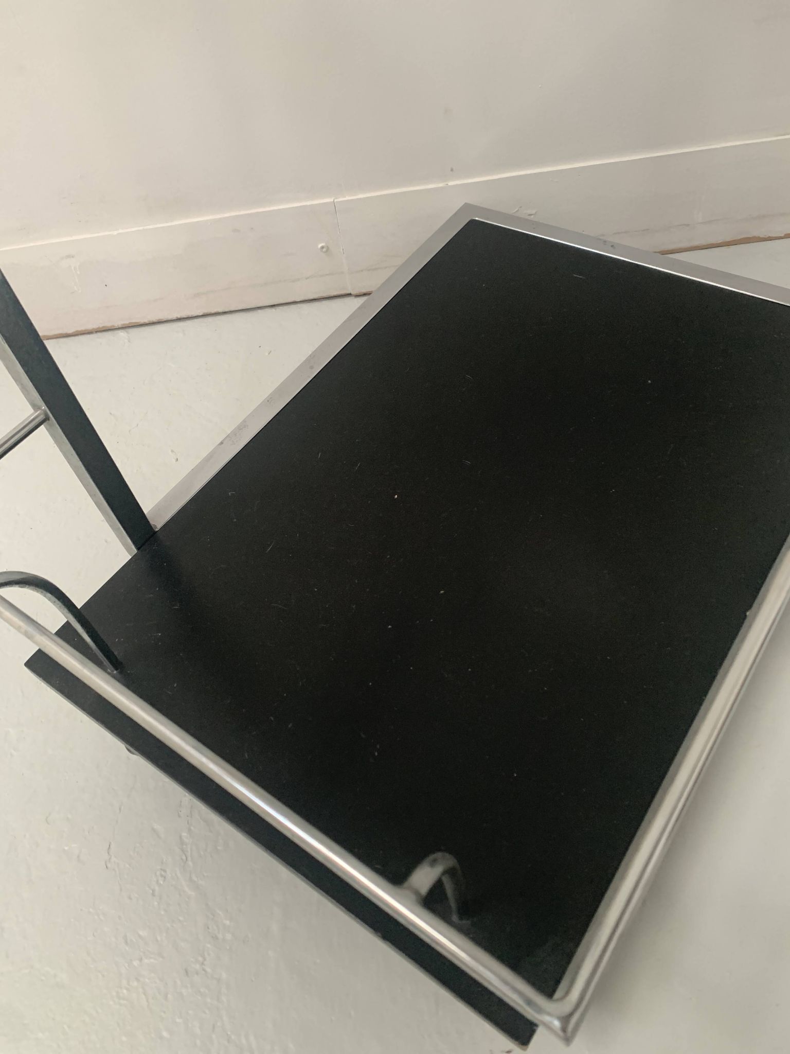 20th century chrome metal rolling serving table