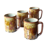 Set of 4 mugs in Migeon sandstone, La Borne, 60s