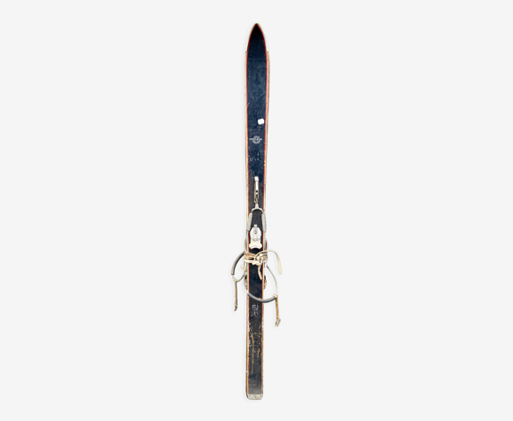Paire skis anciens bleus
