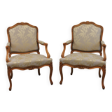 Pair of Louis XV style cabriolet armchairs