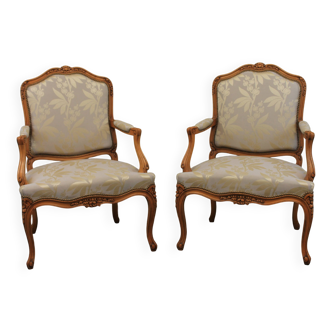 Pair of Louis XV style cabriolet armchairs