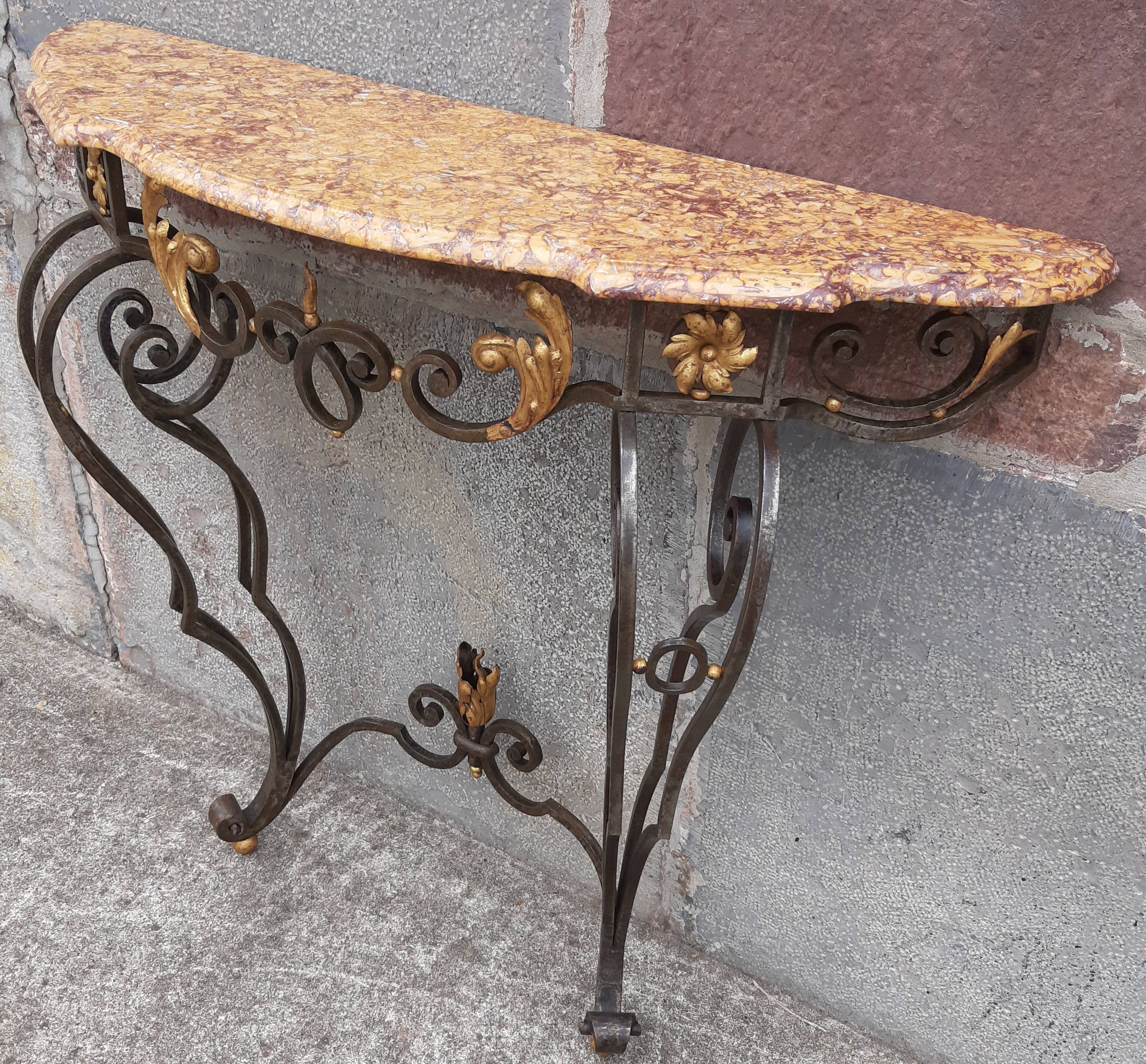 Console forged foot marble top