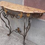 Console forged foot marble top