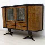 Paolo Buffa Mid-Century Modern Italian Mahogany and Walnut Bar Cabinet, 50
