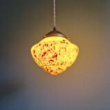 Suspension art déco en verre moucheté multicolore, années 1930