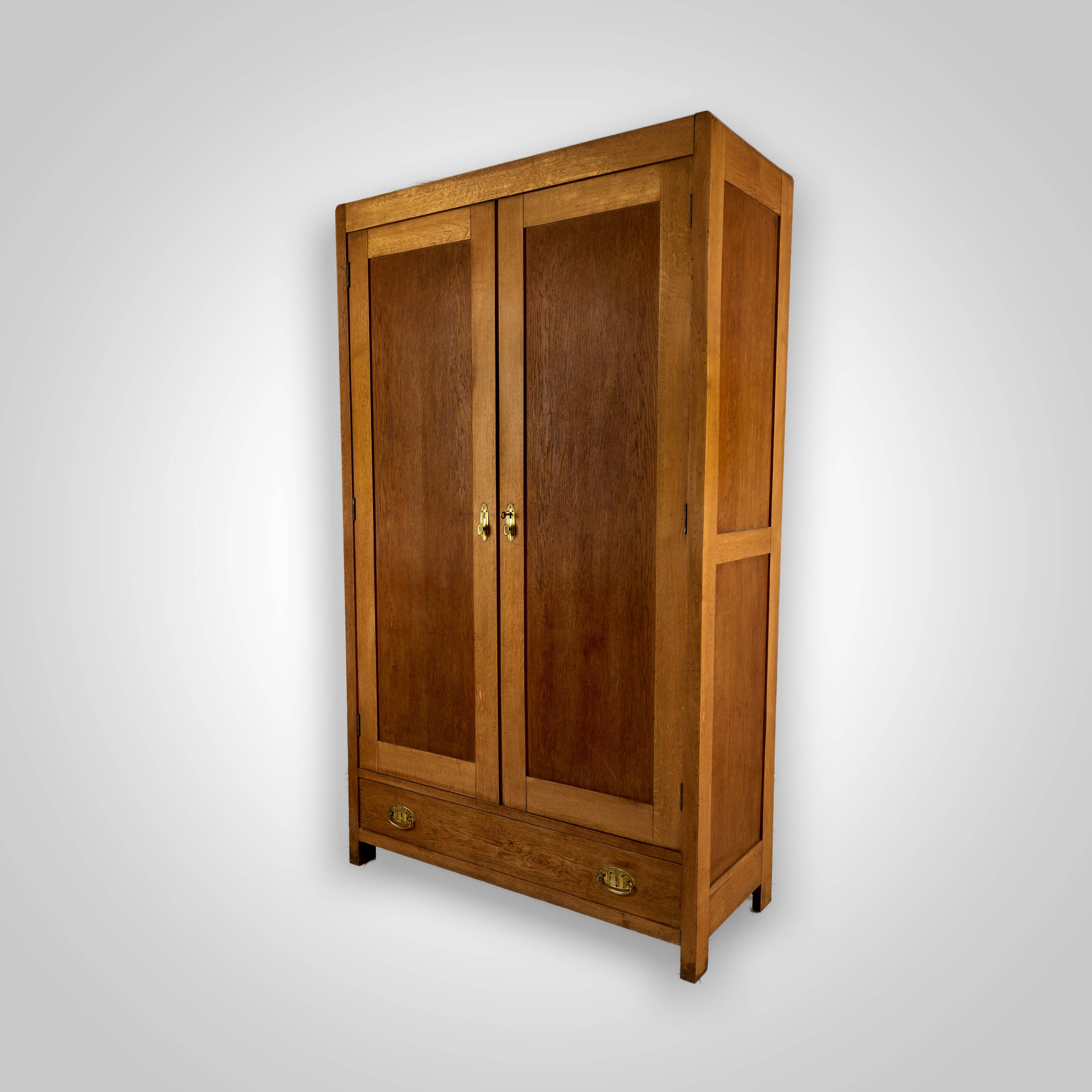 Vintage Wooden Wardrobe, 1930s, Czechoslovakia