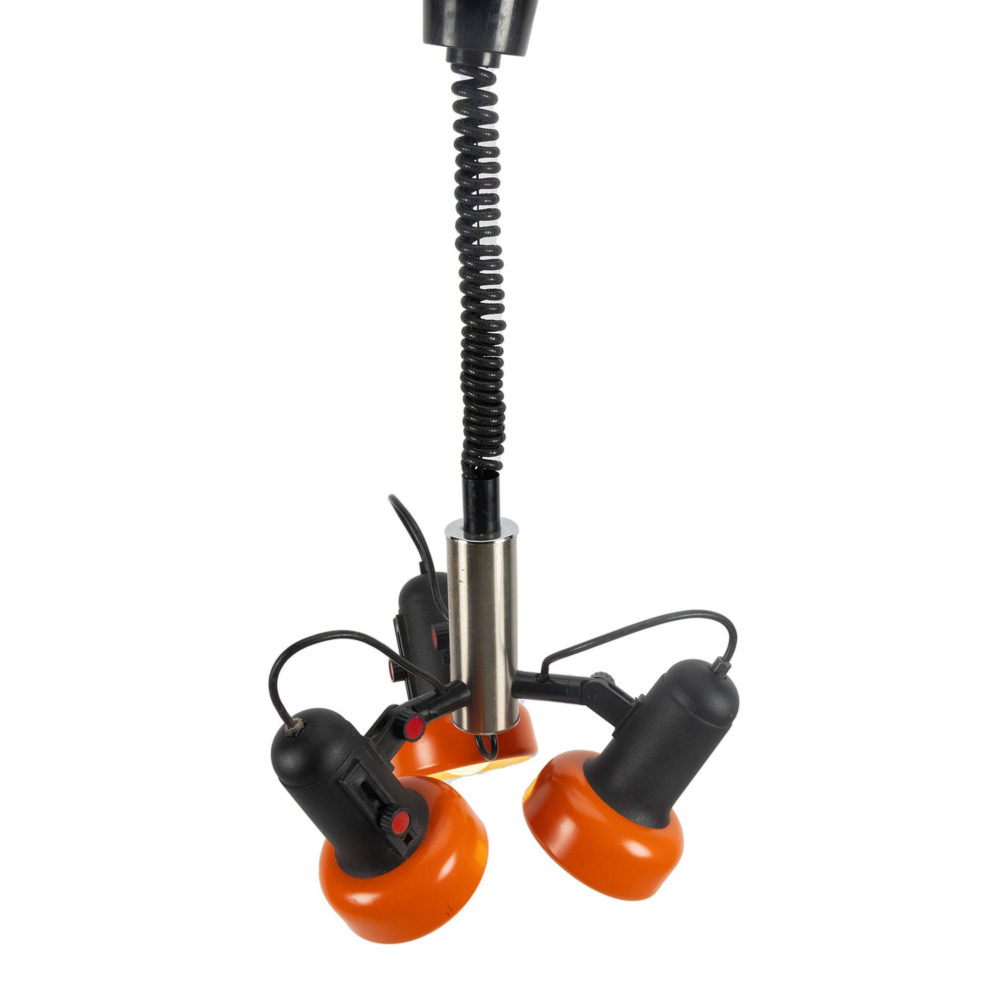 Orange 70s 3-Point adjustable Pendant Lamp