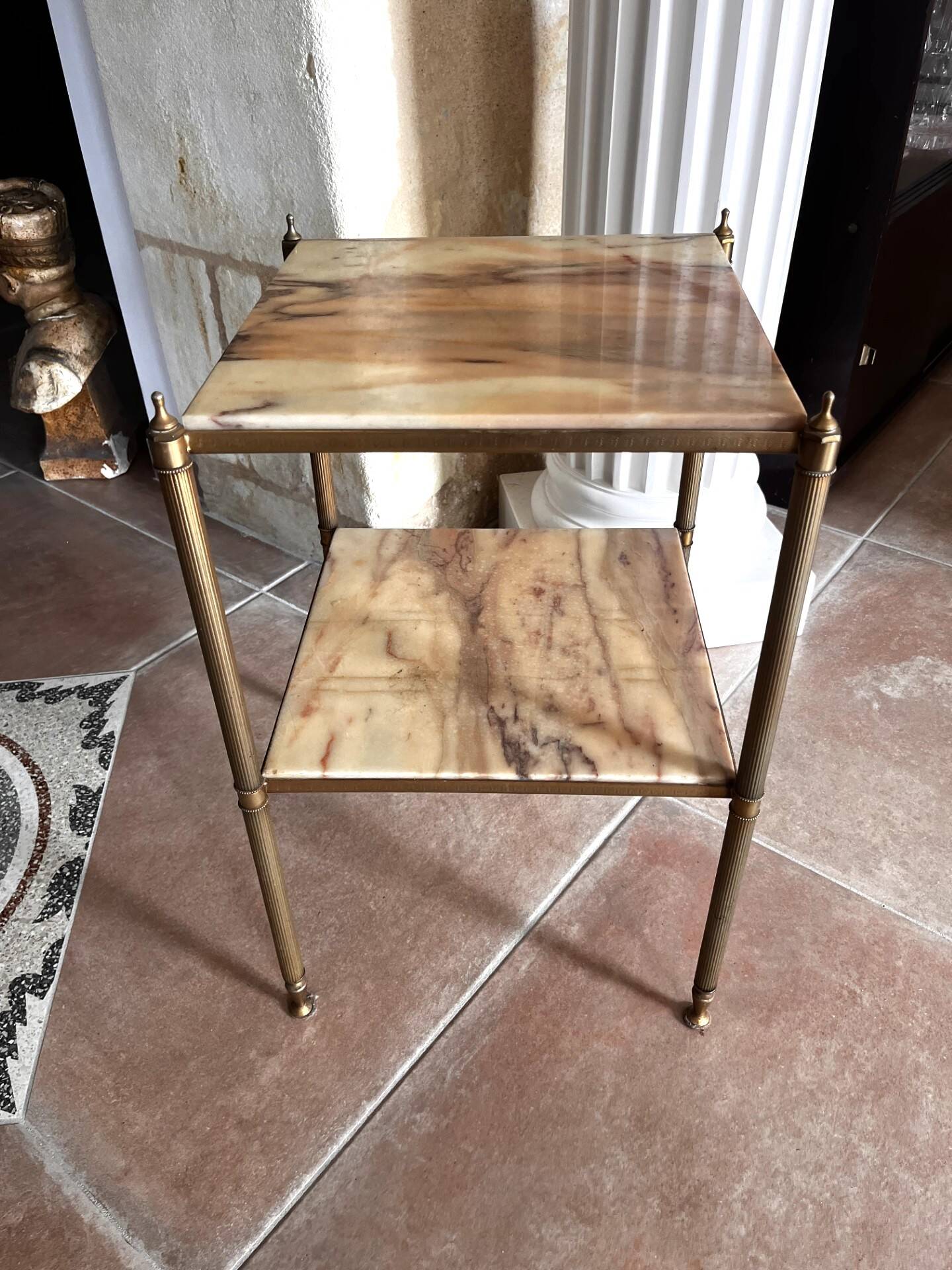 Marble and brass pedestal