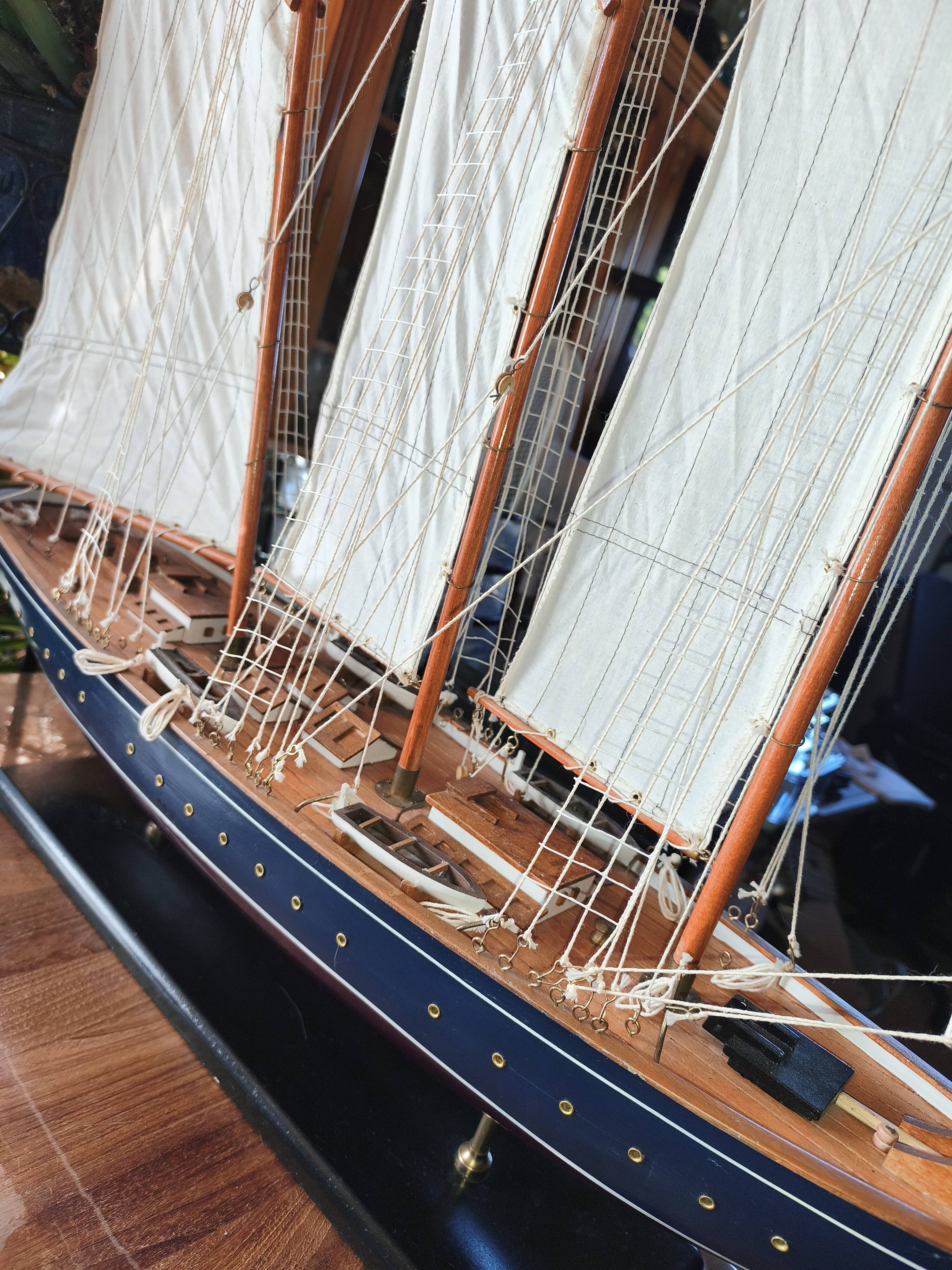 Large model of a three-masted ship, 105 cm x 100 cm x 20 cm.