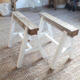 Industrial coffee table with trestles