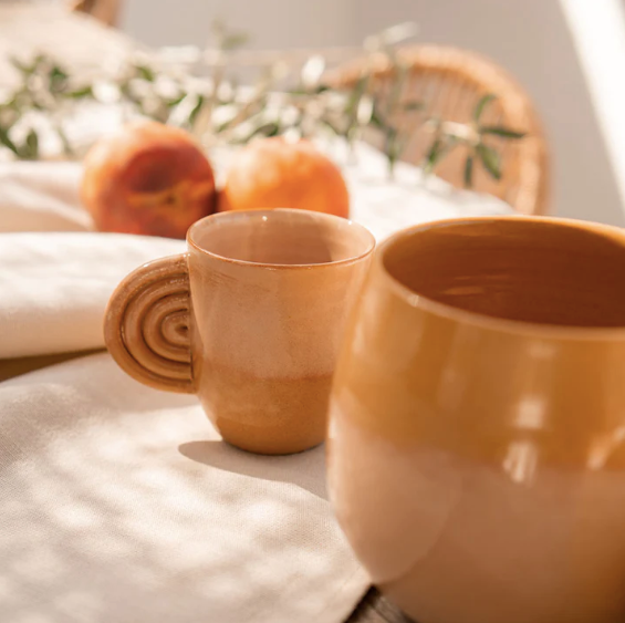 Ceramic cup amber terracotta - bicolor
