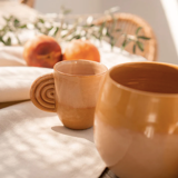Ceramic cup amber terracotta - bicolor