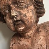 Bust old child in plaster stamped l.j.c.