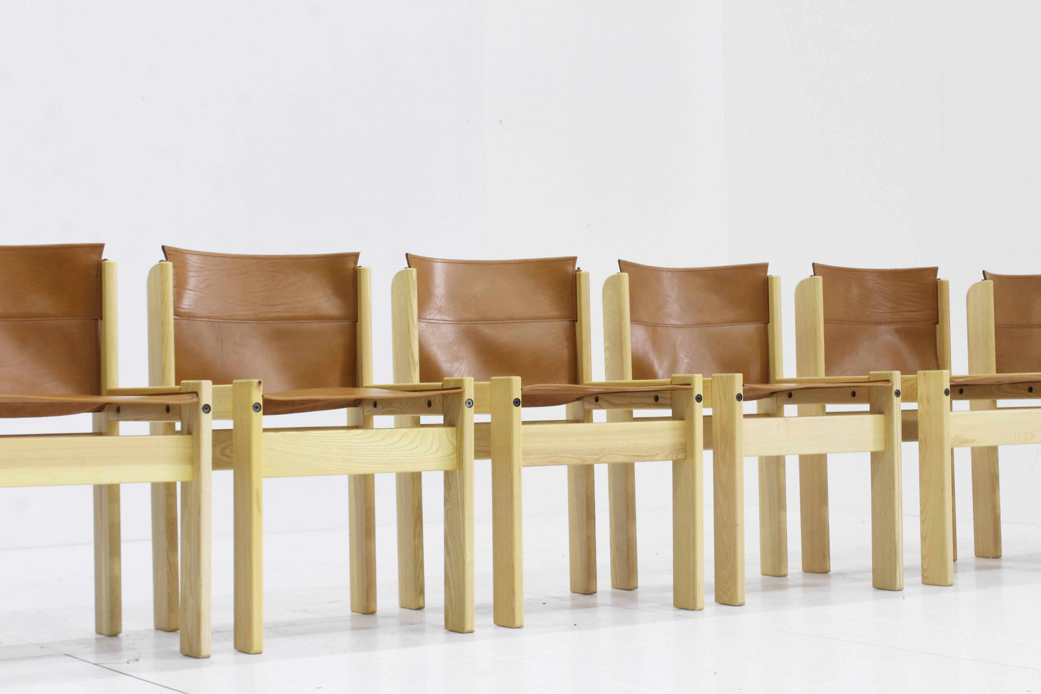 Ibisco cognac leather dining room chairs , set of 6