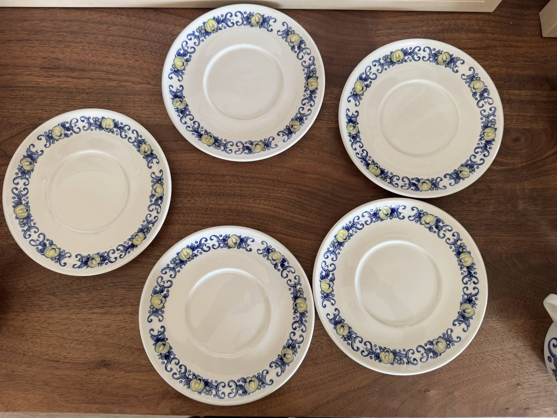 5 tasses et coupelles vintage Villeroy & Boch modèle Cadiz