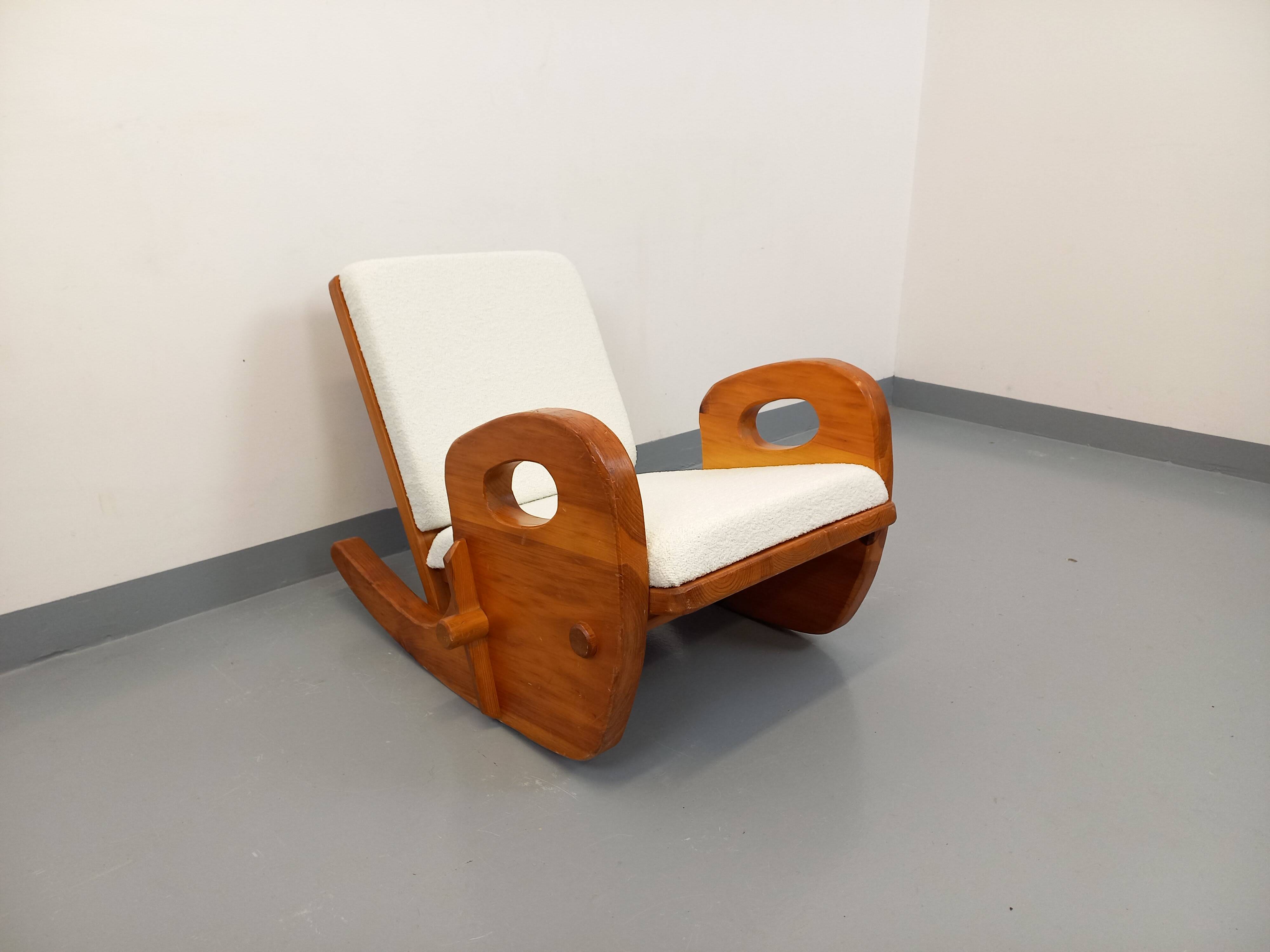 Brutalist rocking chair "sled" vintage