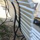 Antique garden bench with cast iron legs