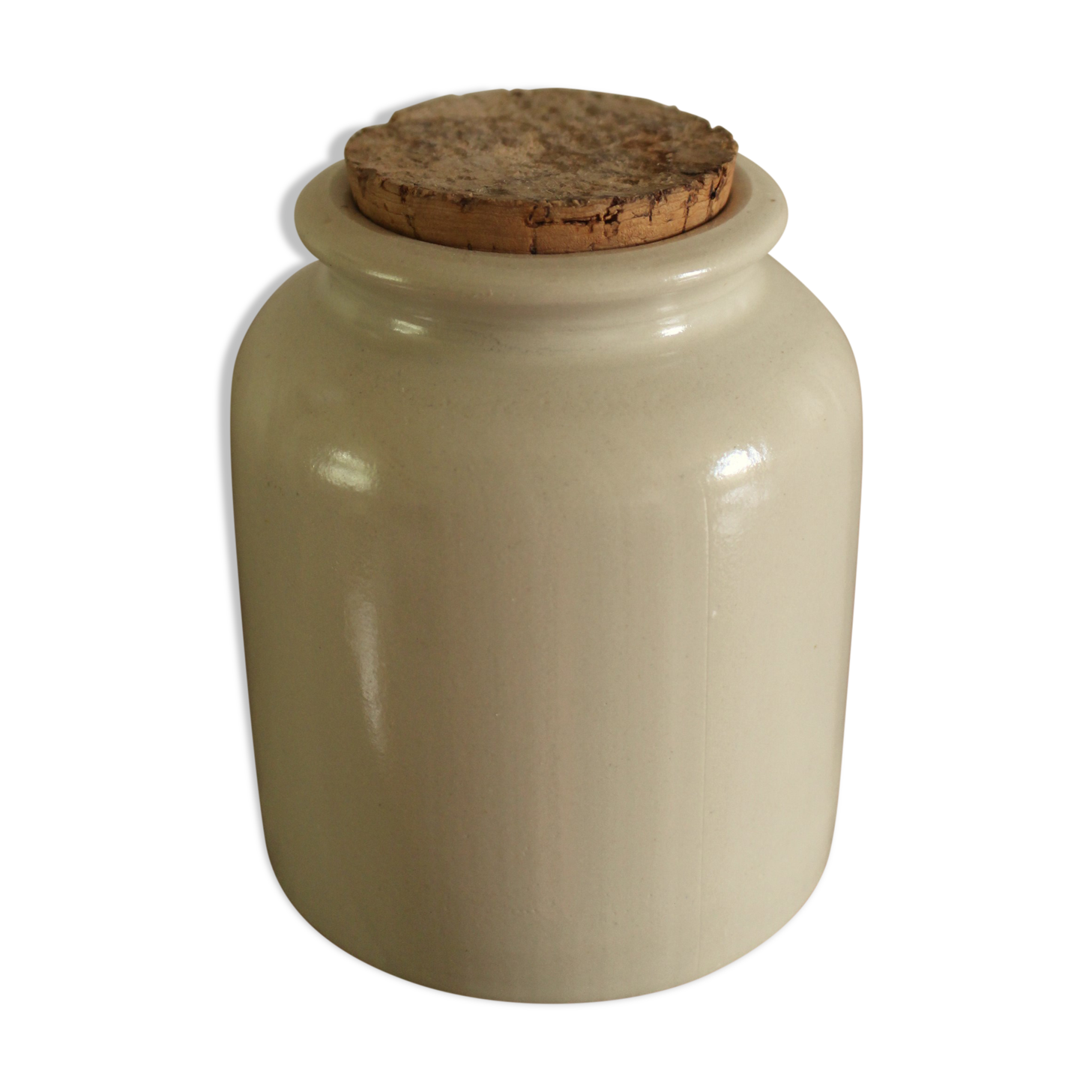 Mustard pot glazed sandstone gray cork stopper