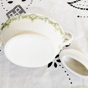 Antique green and gold English porcelain sugar bowl