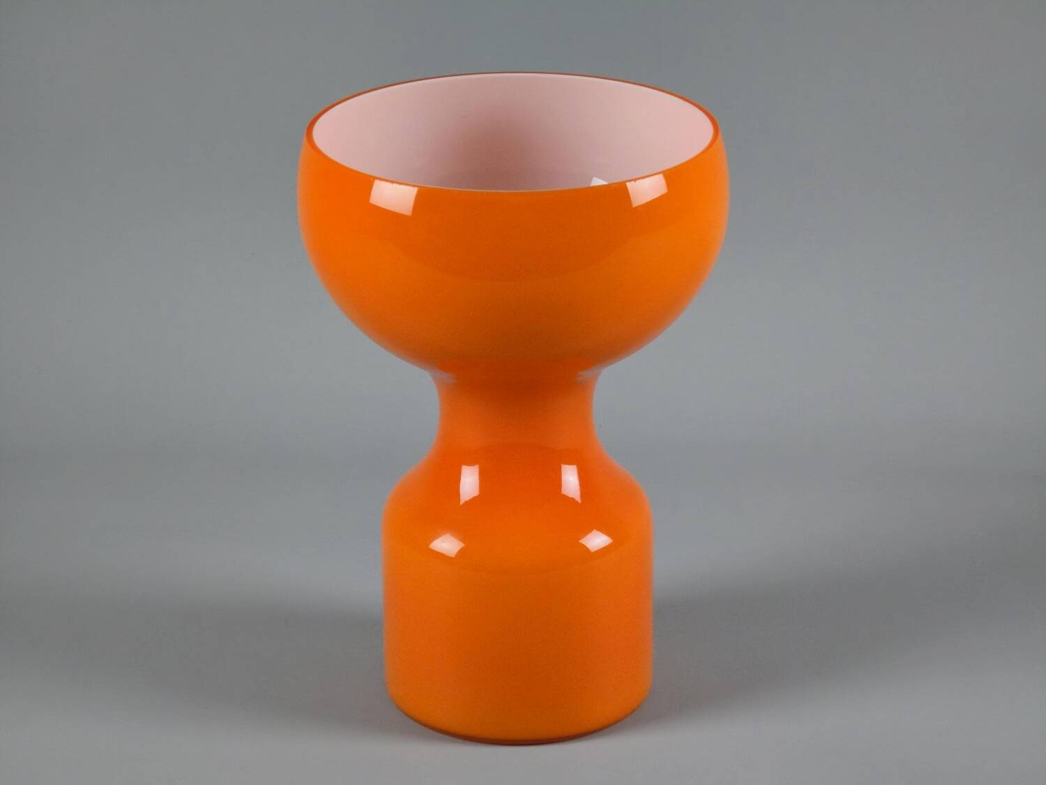 1970s Italian Space-Age Orange Glass Mushroom Vase