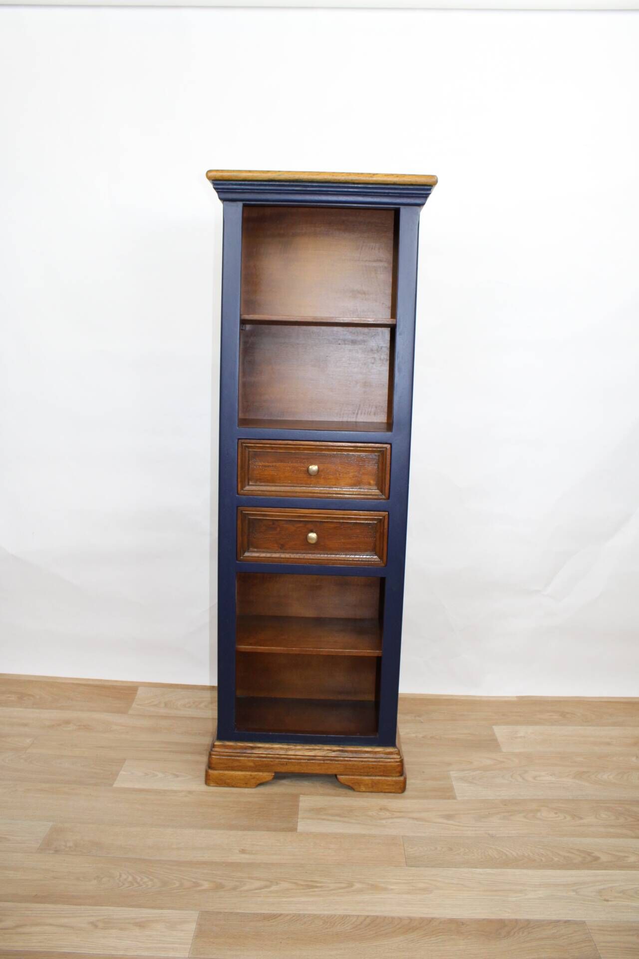 Renovated bookcase with 4 shelves and 2 drawers, France 1960