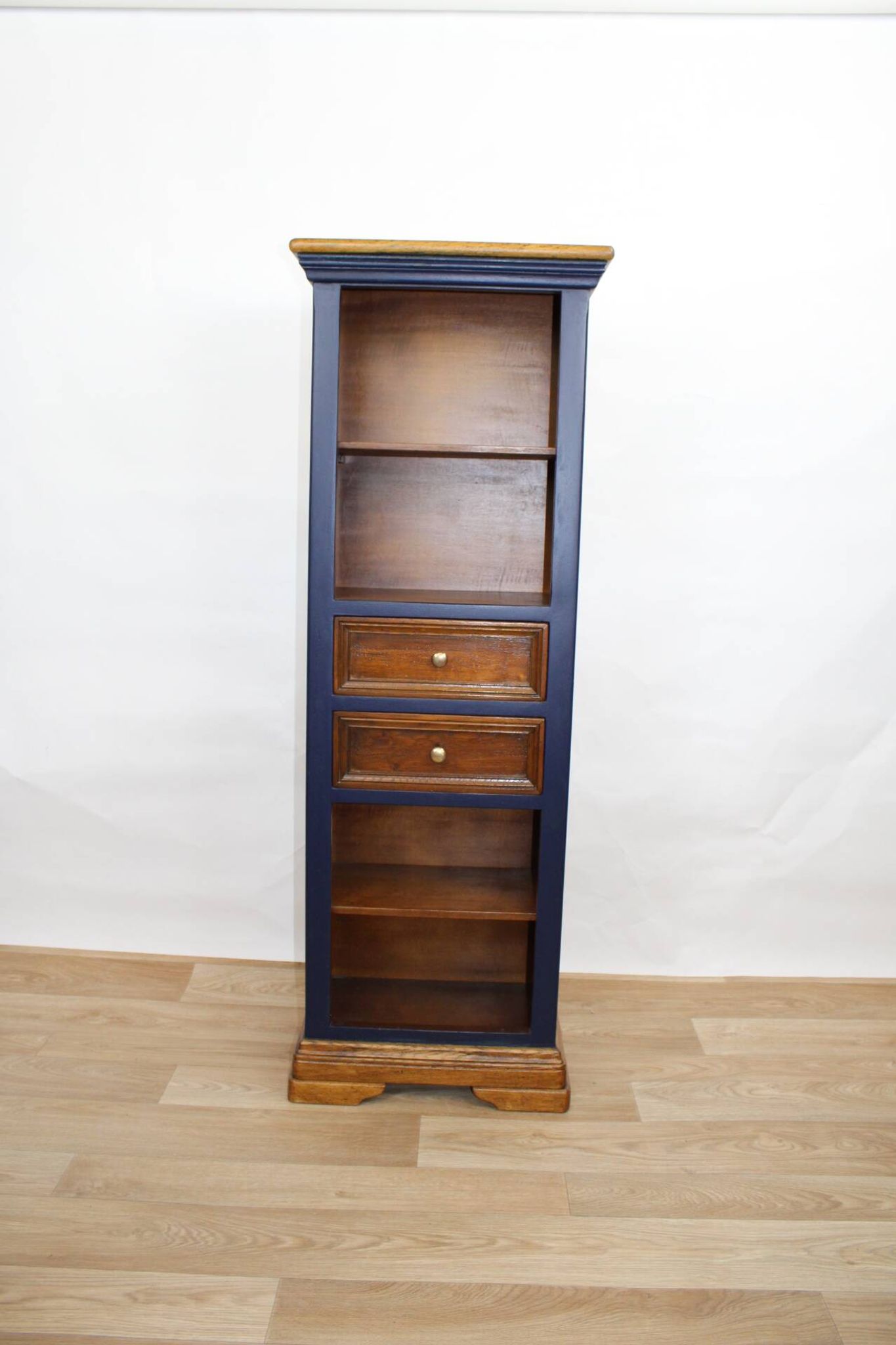 Renovated bookcase with 4 shelves and 2 drawers, France 1960