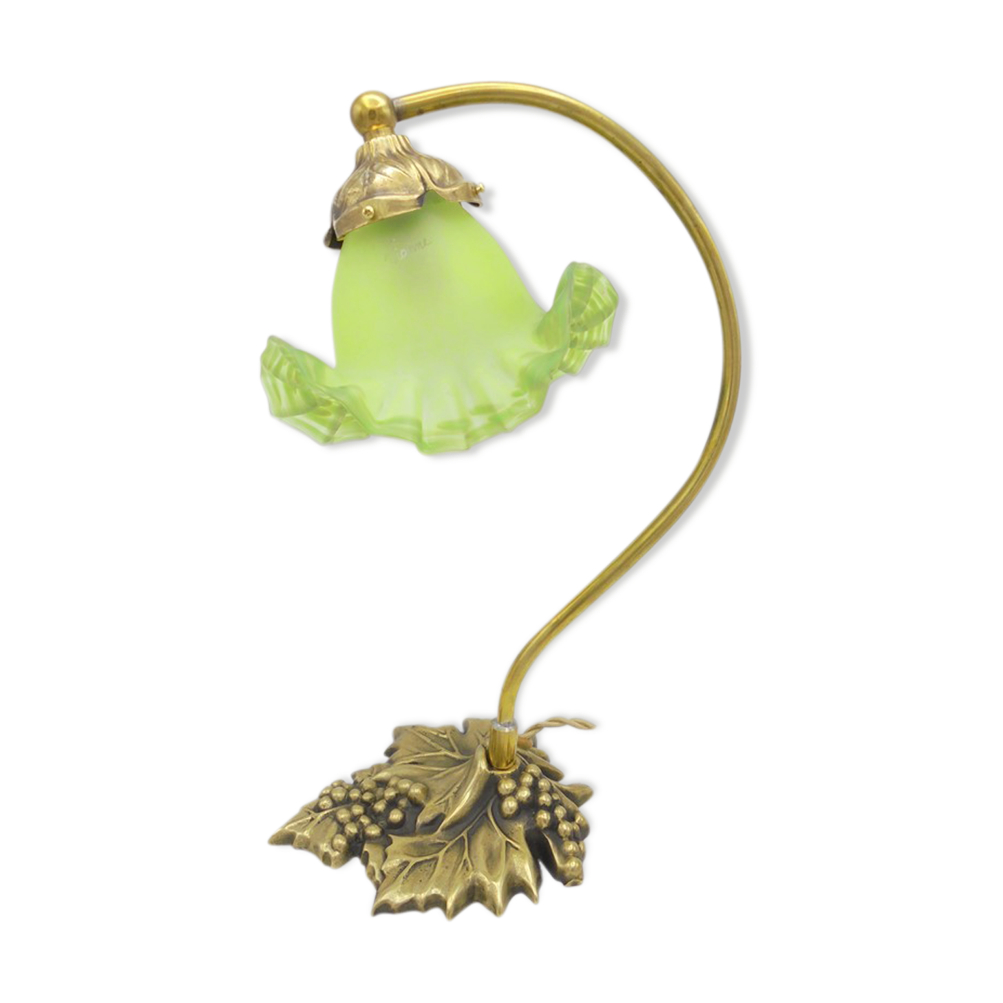 Lampe en laiton et tulipe signée "Vianne"