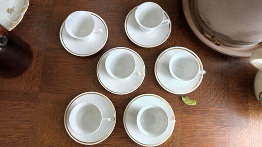 6 Yugoslav porcelain coffee cups - FP Zaječar - white and gilding