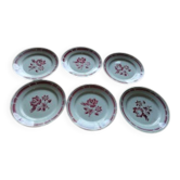 Set of 6 antique Badonviller flat plates in decorated earthenware.