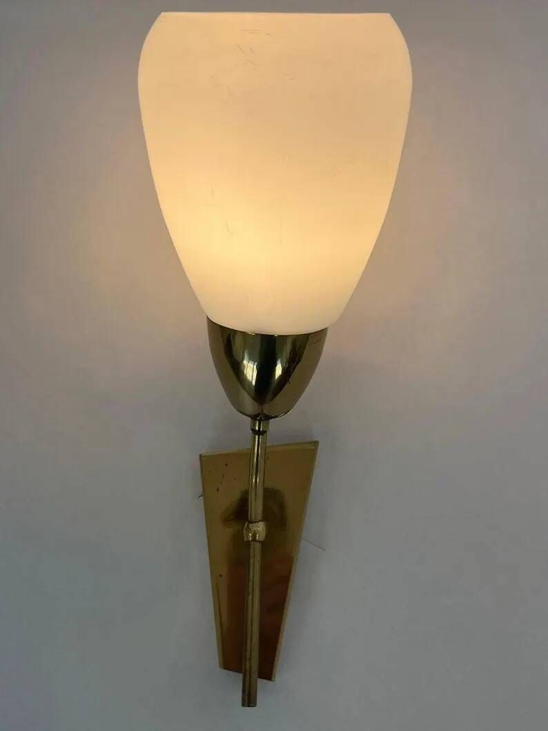 Mid Century Brass and Glass Wall Light/lamp by Kamenicky Senov - around 1970s