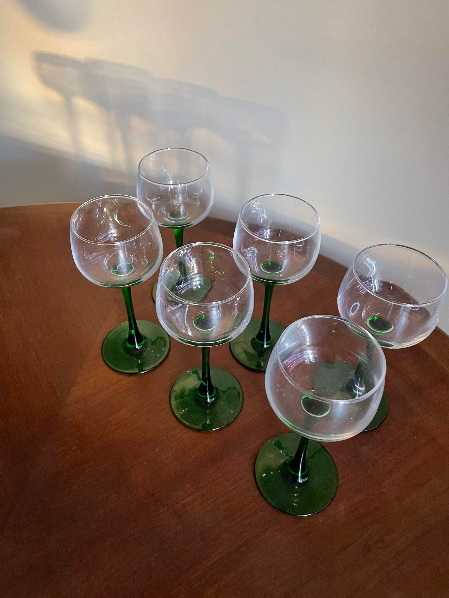 Green stemmed glasses