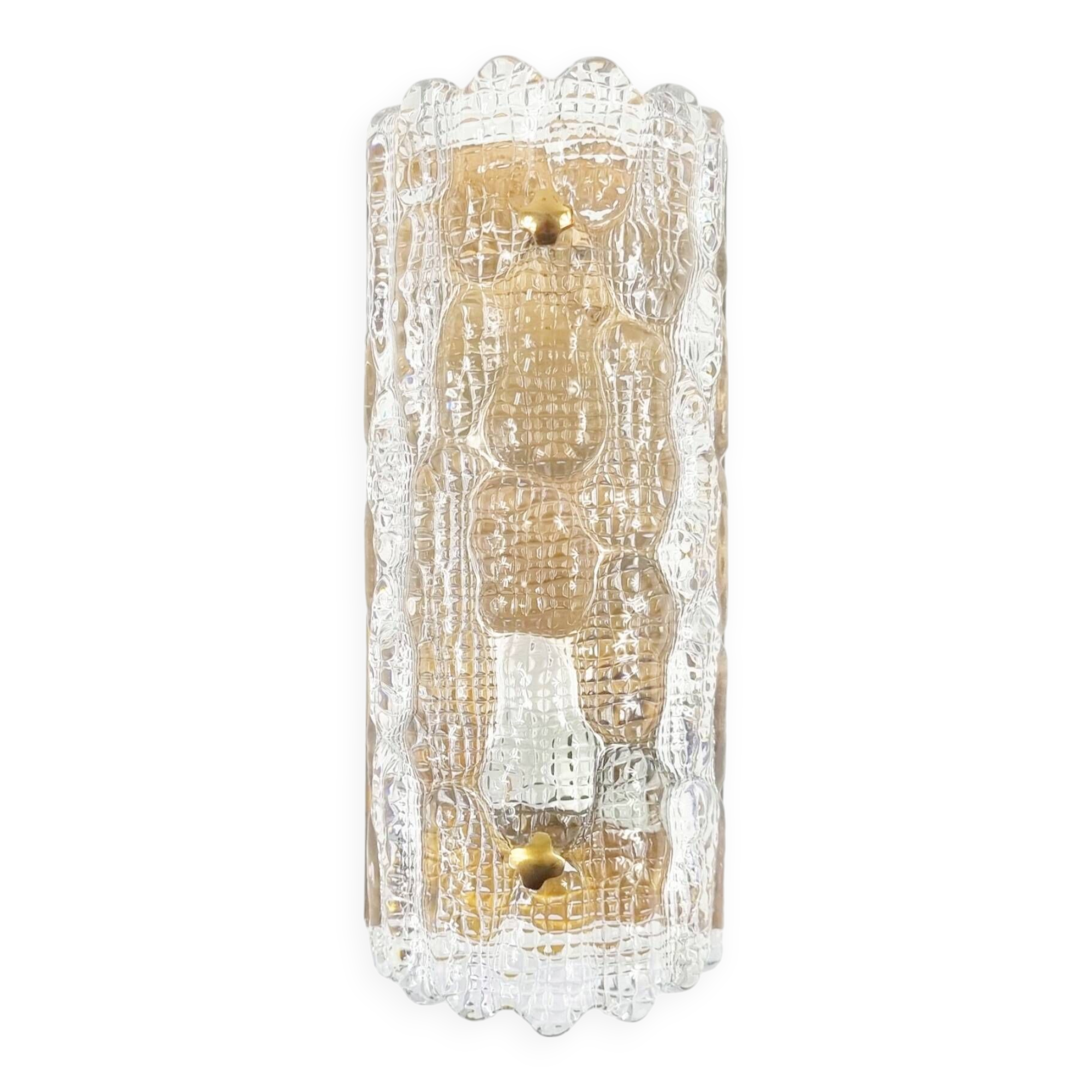Scandinavian Glass & Brass Wall Light/Sconce by Carl Fagerlund for Orrefors & Lyfa, 1960s