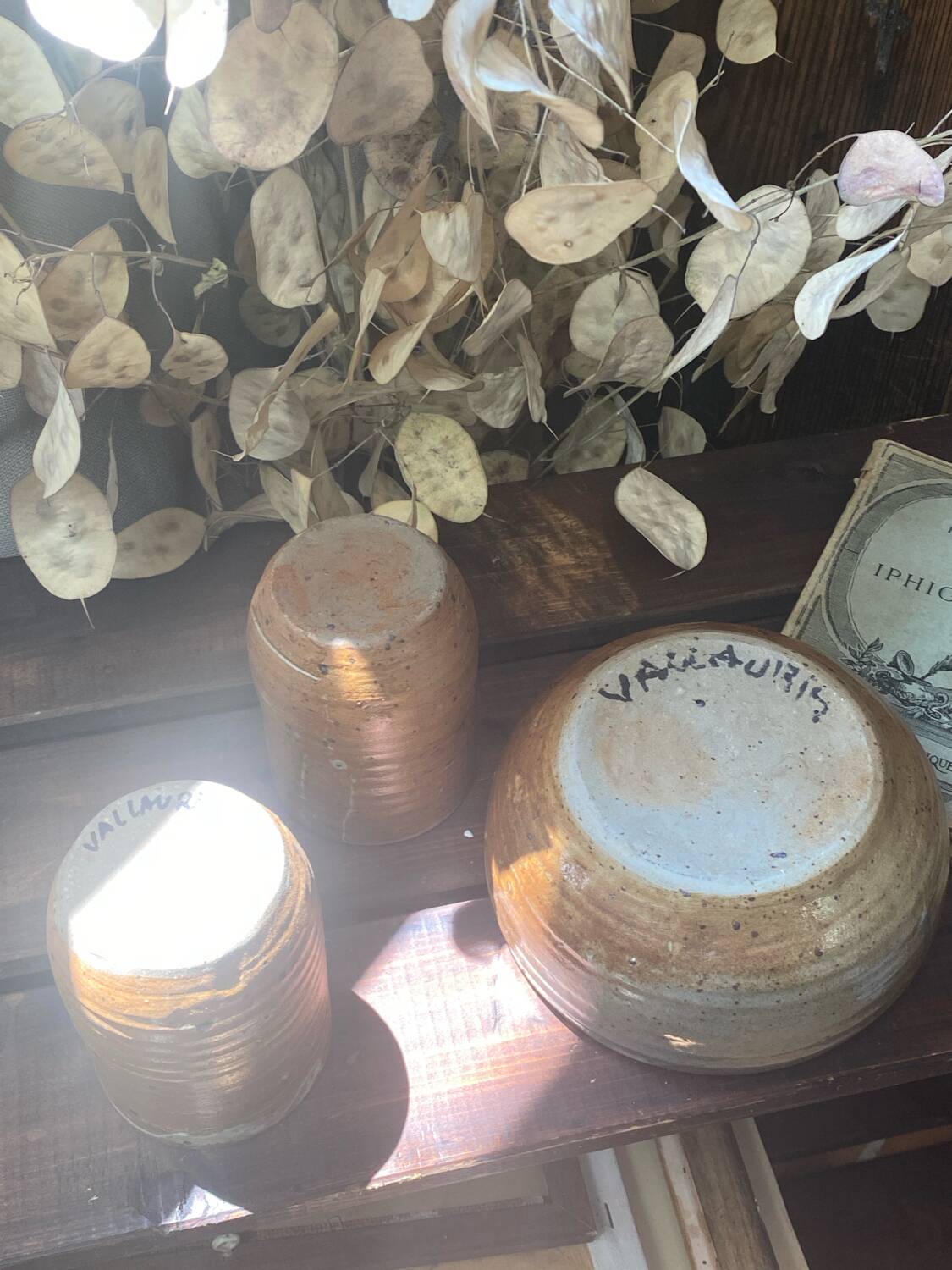 Vallauris Pyrite Stoneware Bowl and Mugs