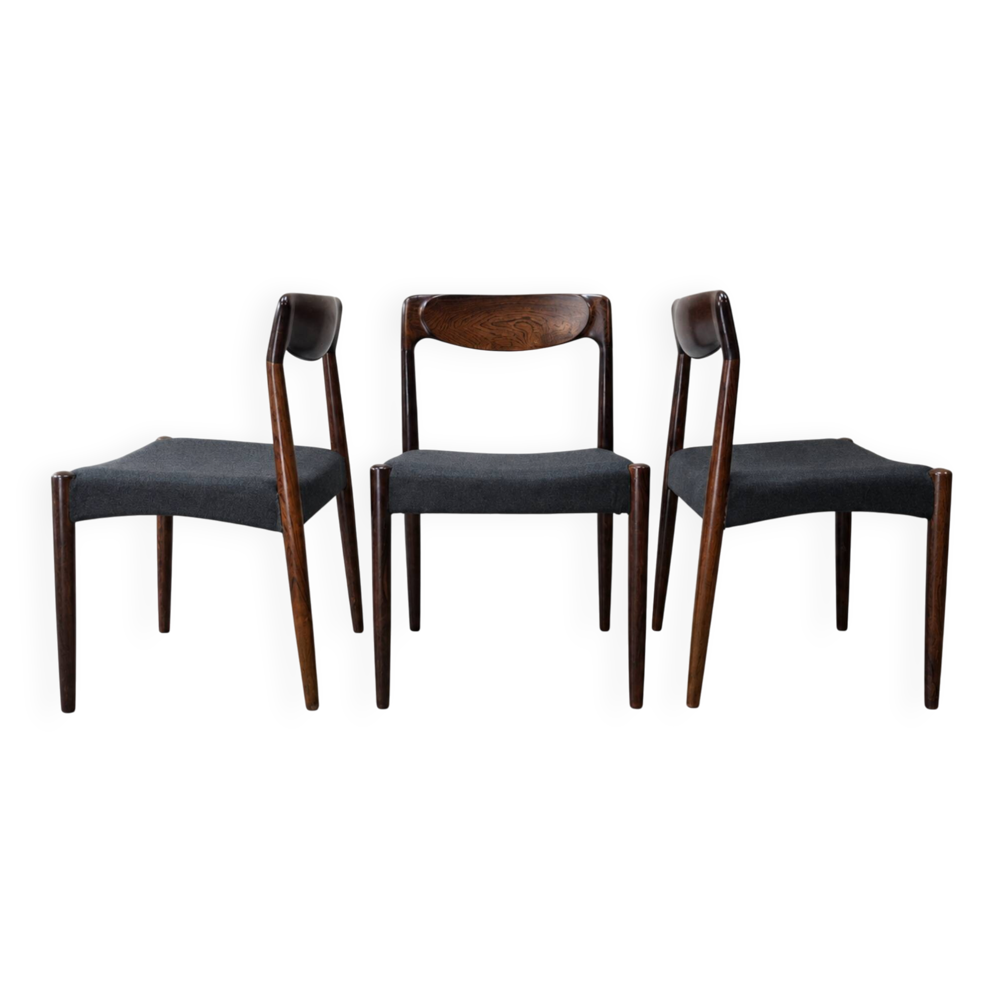 3x Vintage Danish Dyrlund chairs rosewood reupholstered / Scandinavian