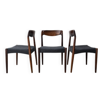 3x Vintage Danish Dyrlund chairs rosewood reupholstered / Scandinavian
