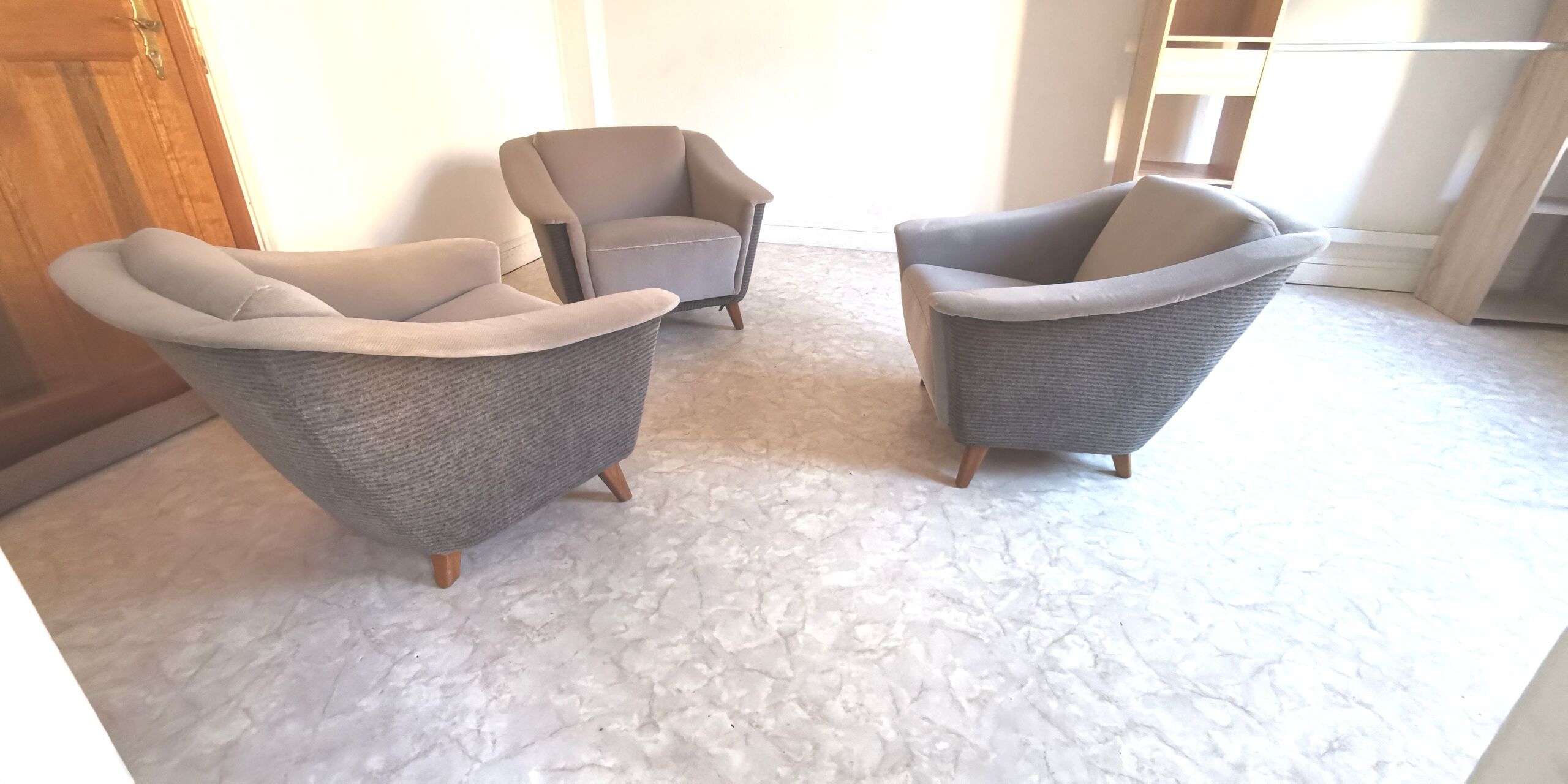 Trio armchairs club 50s grey