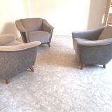 Trio armchairs club 50s grey