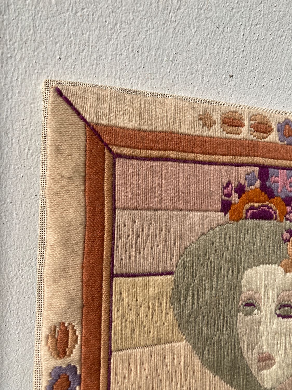 Vintage tapestry portrait of a woman