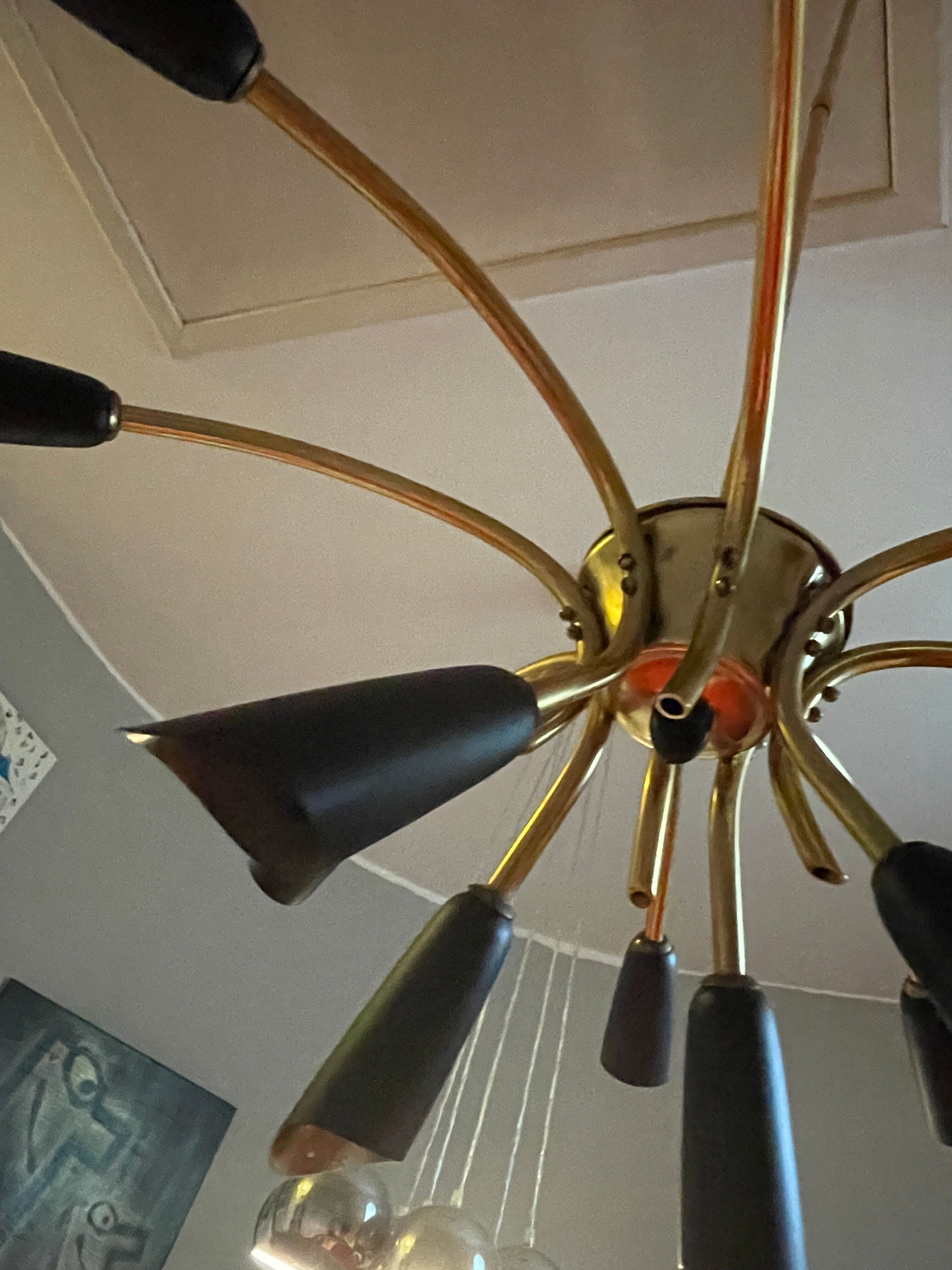 Sputnik brass chandelier