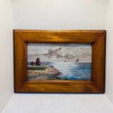 Painting: seascape - seaside in Brittany signed À Jabiol around 1900