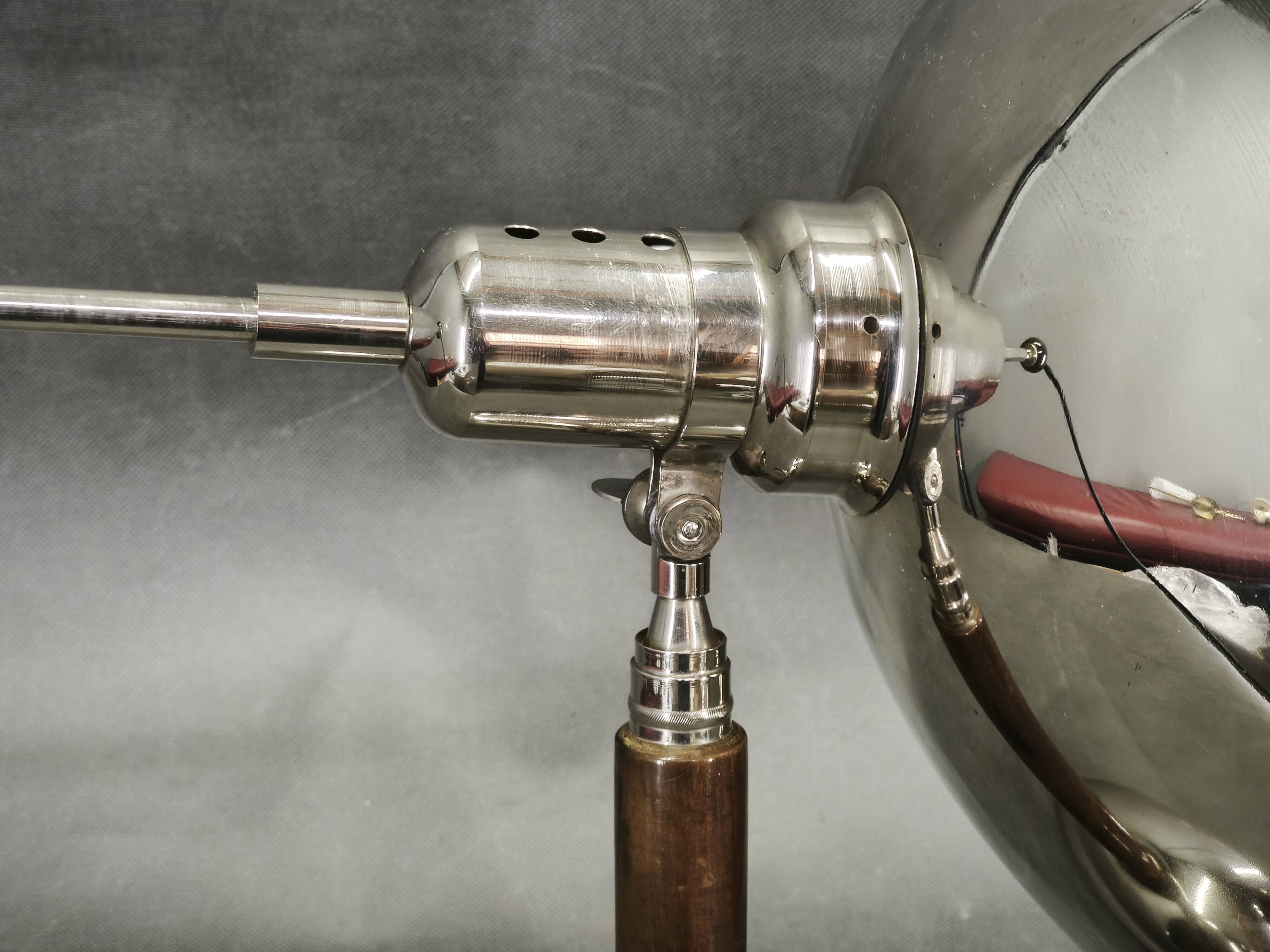 1930s Bauhaus Chrome Table Lamp with Beech Handle, Czechoslovakia