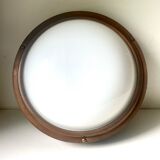 Vintage  wall or ceiling light in Mahogany & copper with  glass from a yacht