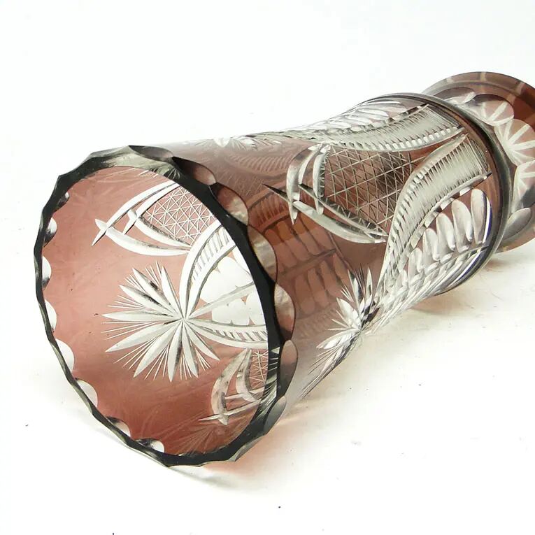 Mid-century modern vase, crystal glass, Poland, 1970s