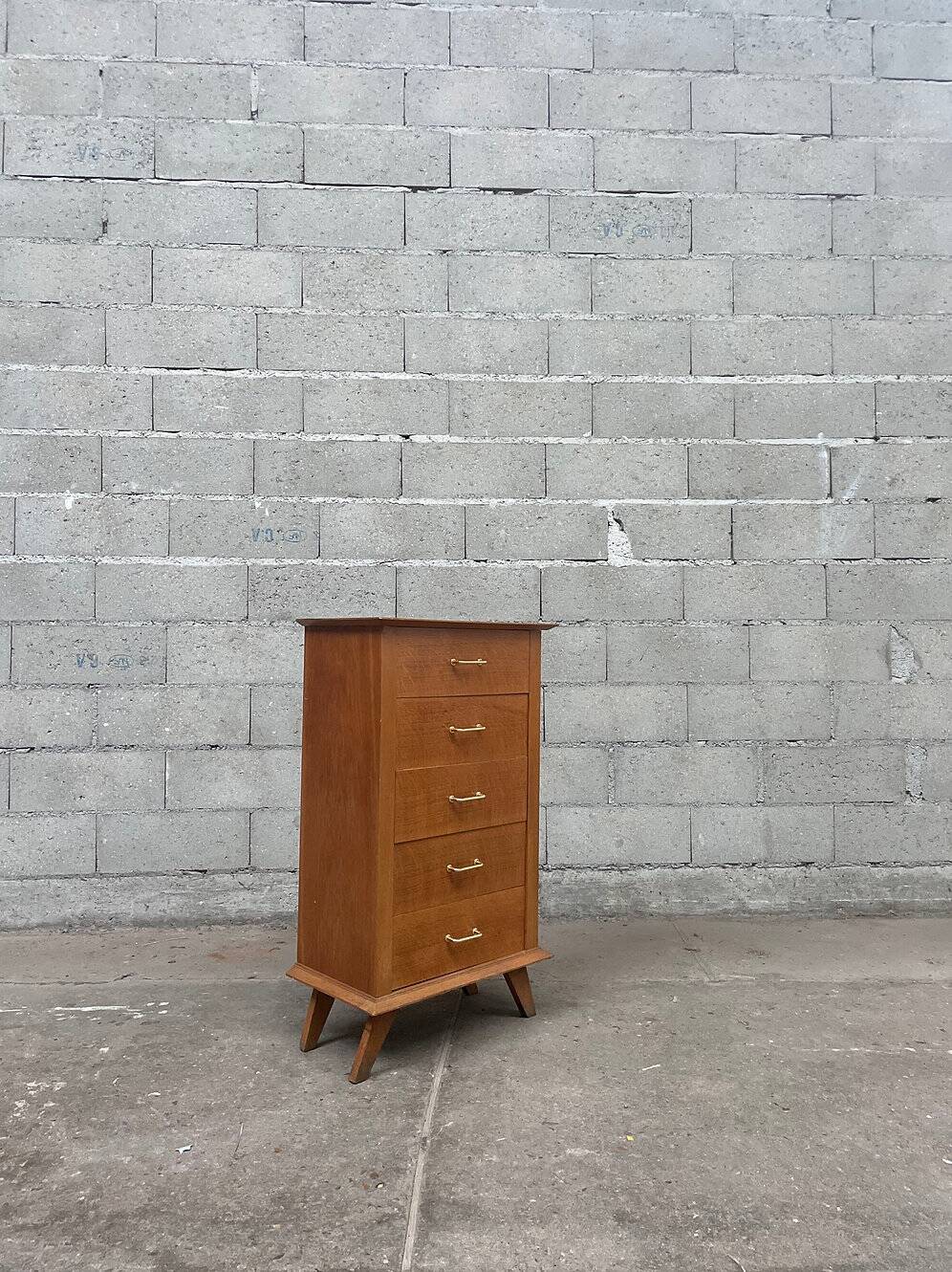 Chiffonnier vintage en bois – 5 tiroirs