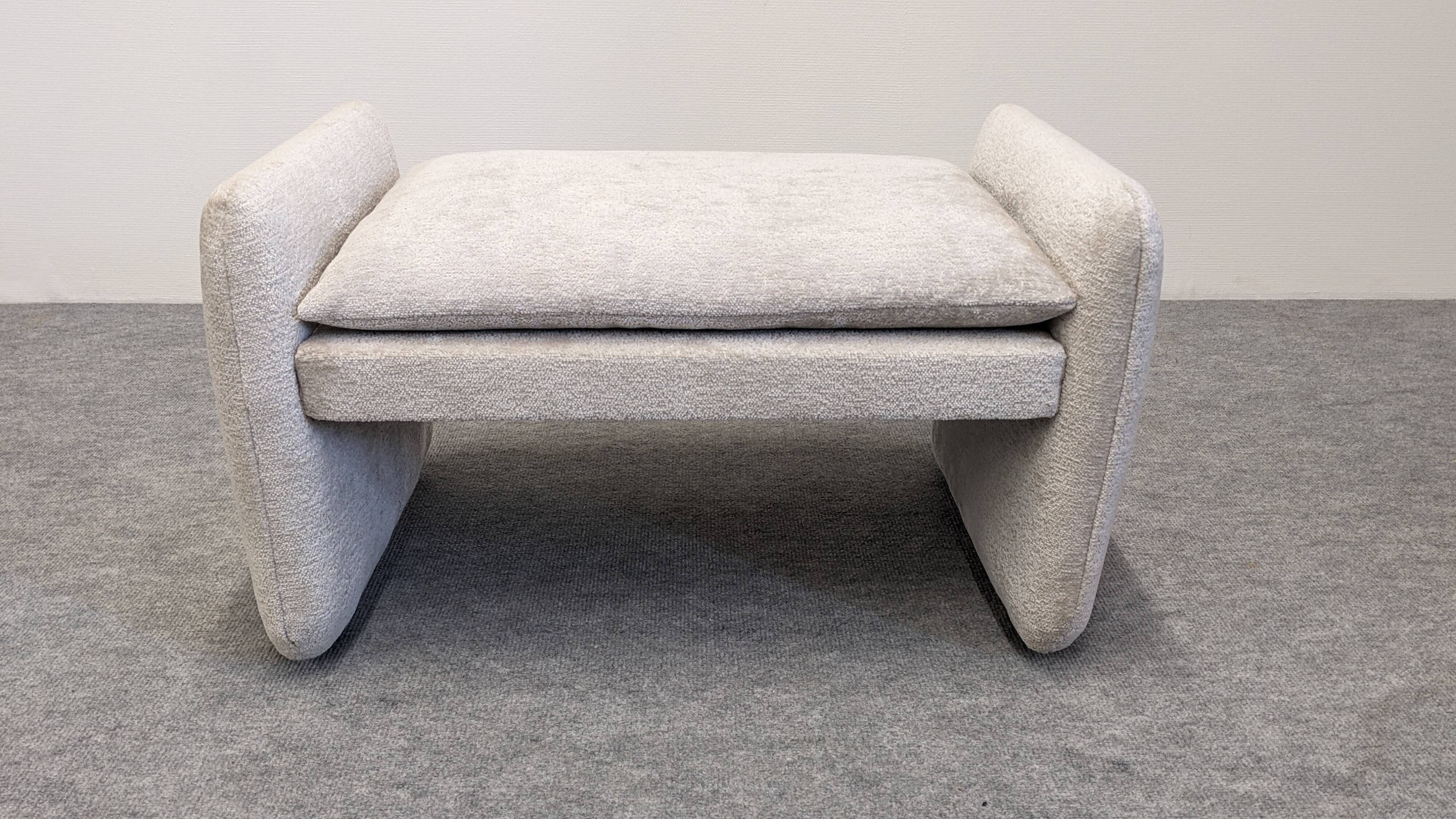 Velvet ottoman footrest or low stool by Steiner, France 1970