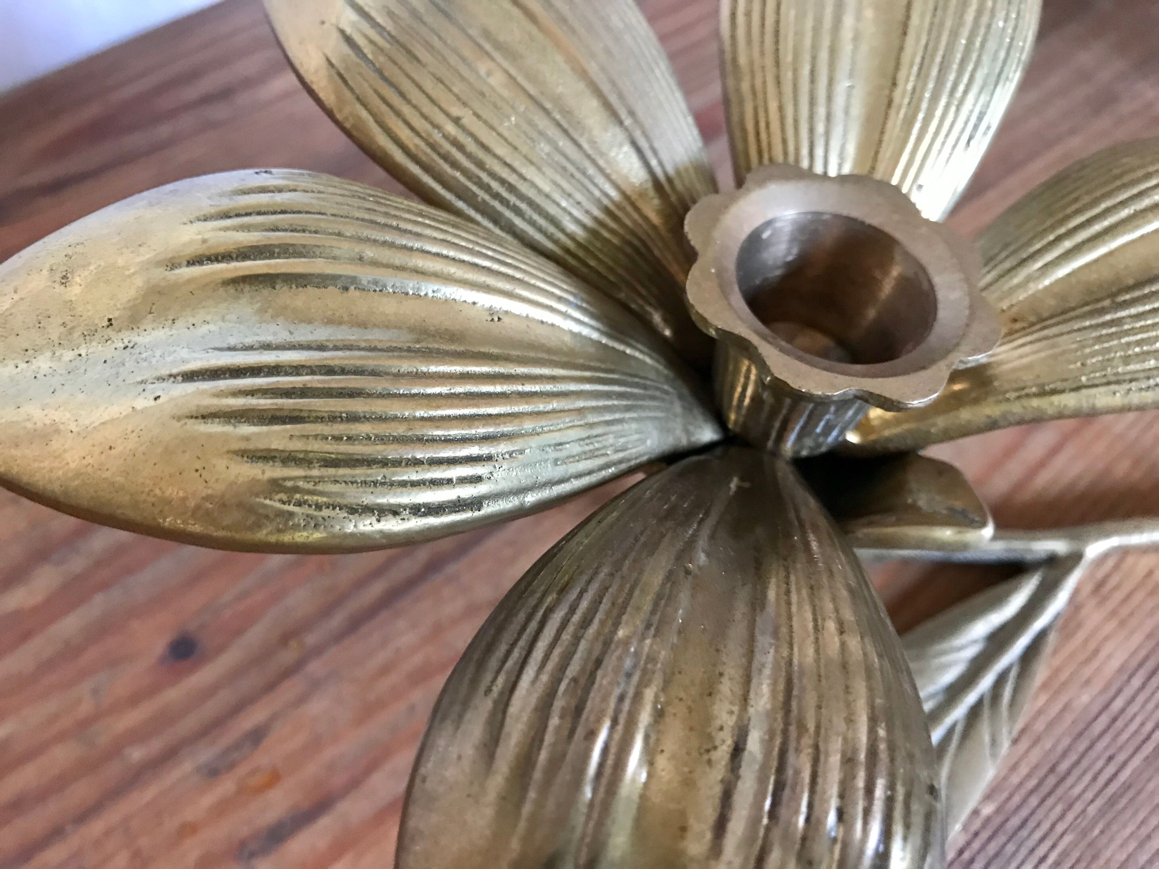 Vintage brass flower ashtray