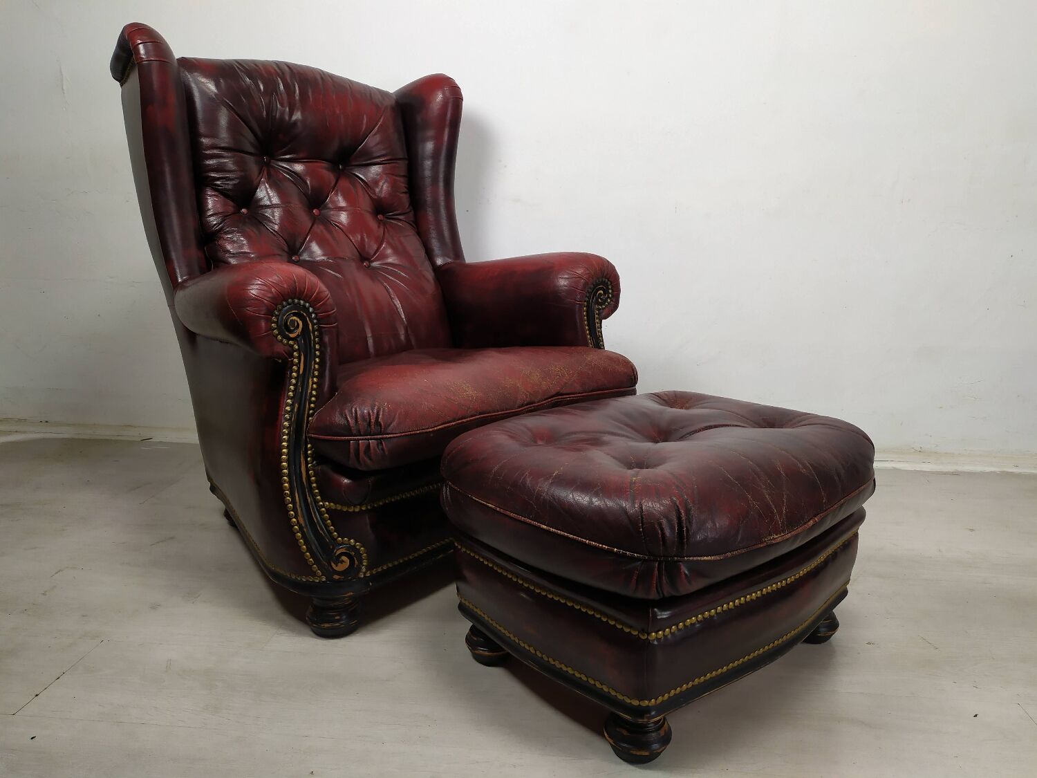 Chesterfield sofa and armchair