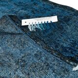 3.8x6.6 ft vintage hand-knotted navy blue over-dyed rug from turkey, woolen floor covering. tek0796