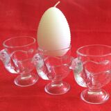 Set of 3 transparent glass hens Arcopal 70s