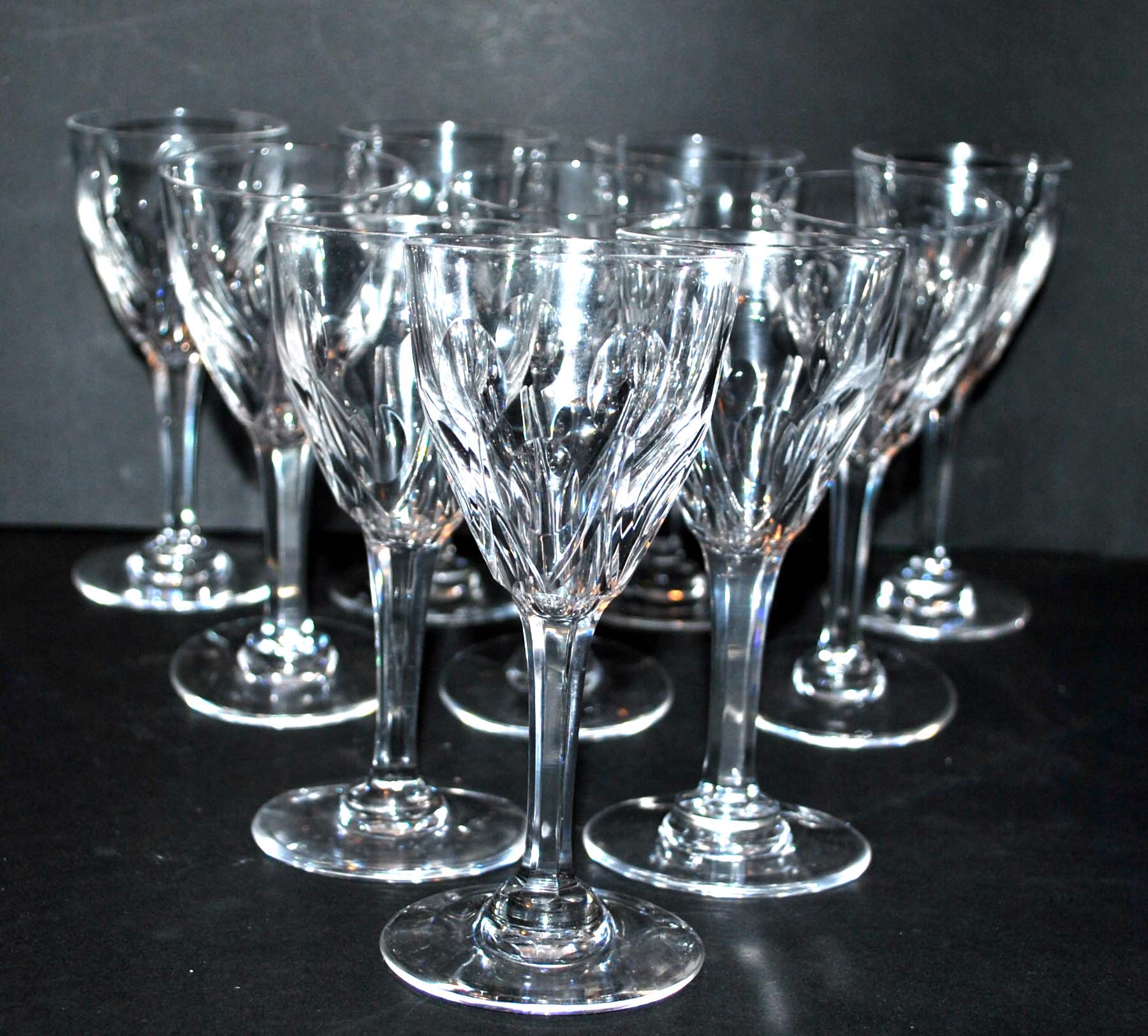Saint-louis set of 10 white wine glasses in cut crystal vic 1930 13cm